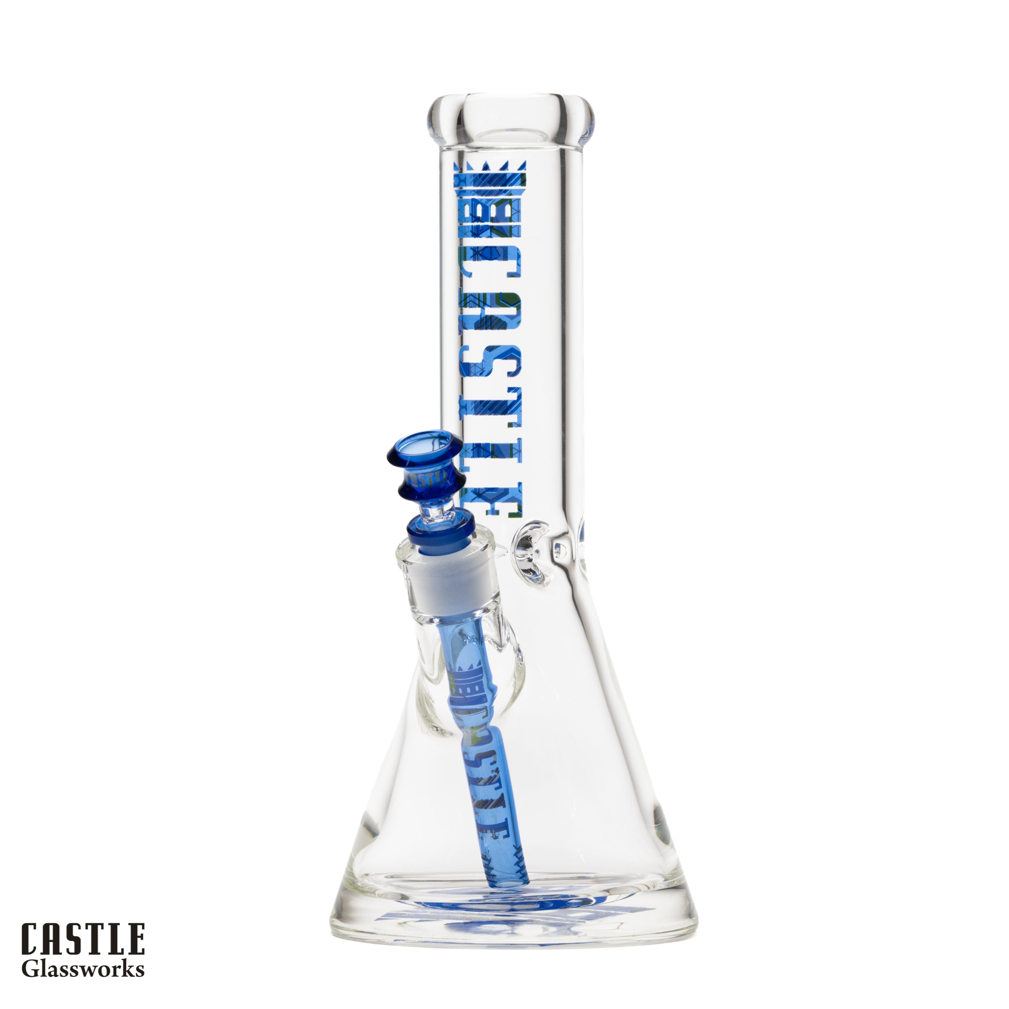12 Inch 9mm Beaker Bong with Ice Pinch | Hex Geometric Glass Bong