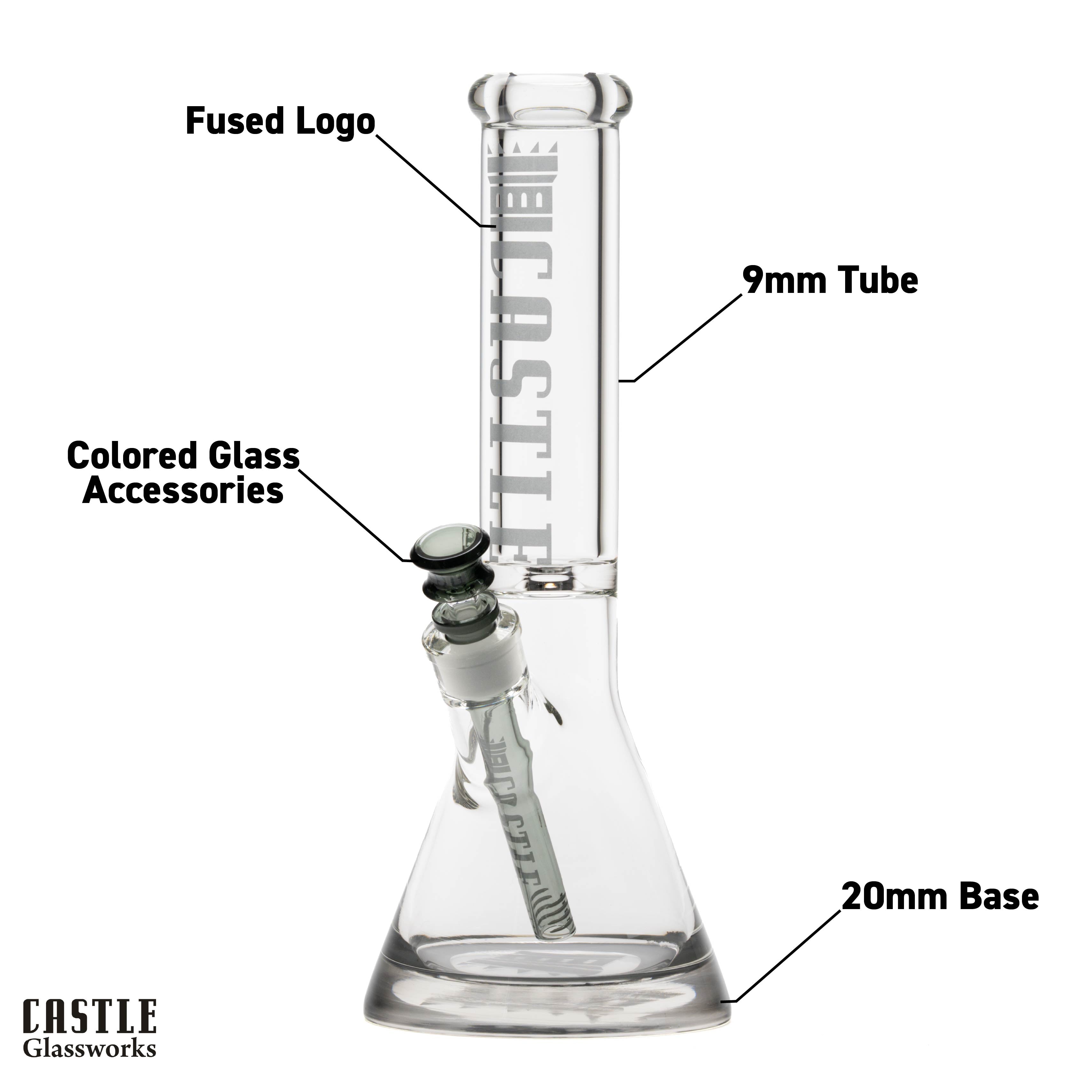 14" 9mm Beaker Bong with Colored Logo