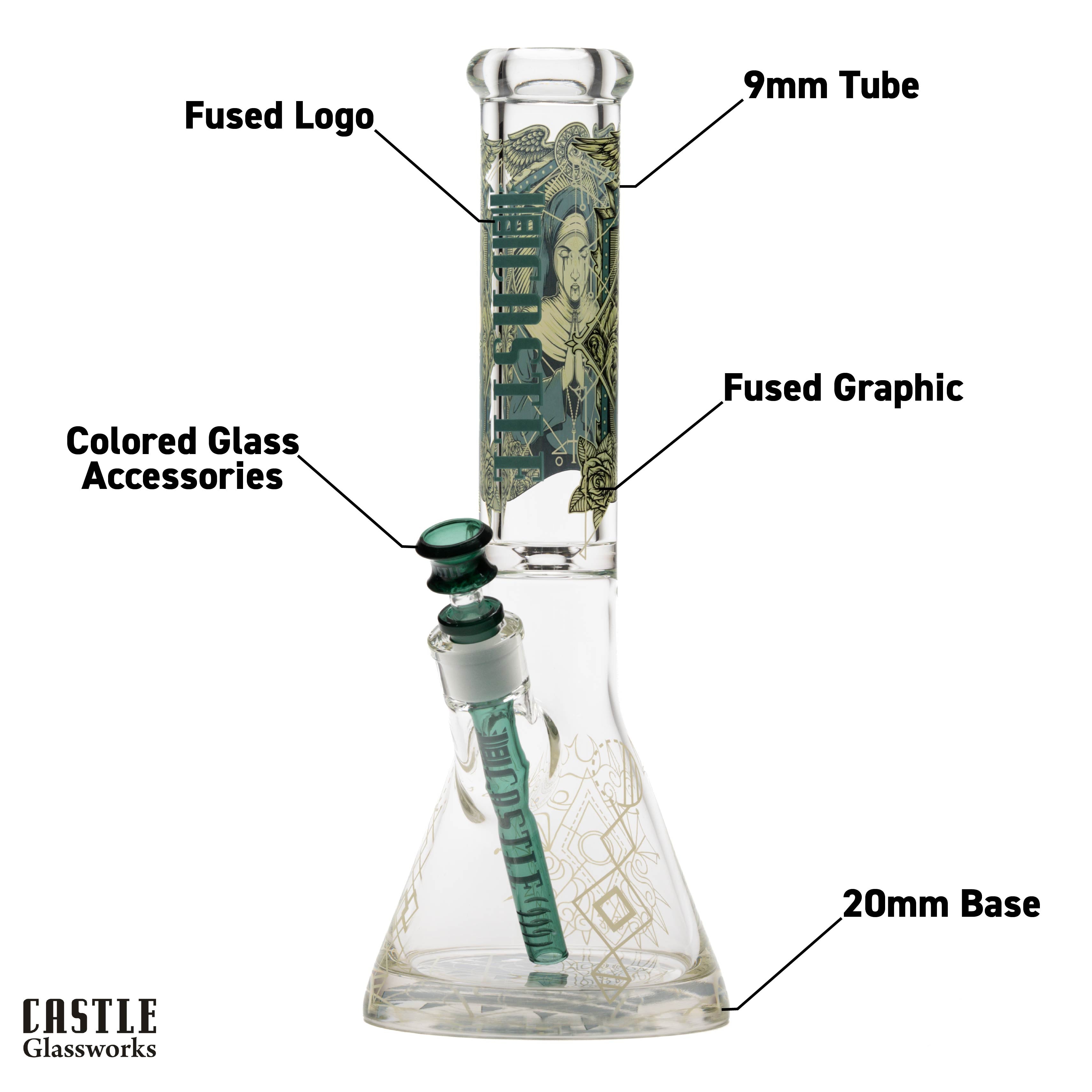 14" Occult Graphic 9mm Beaker Bong