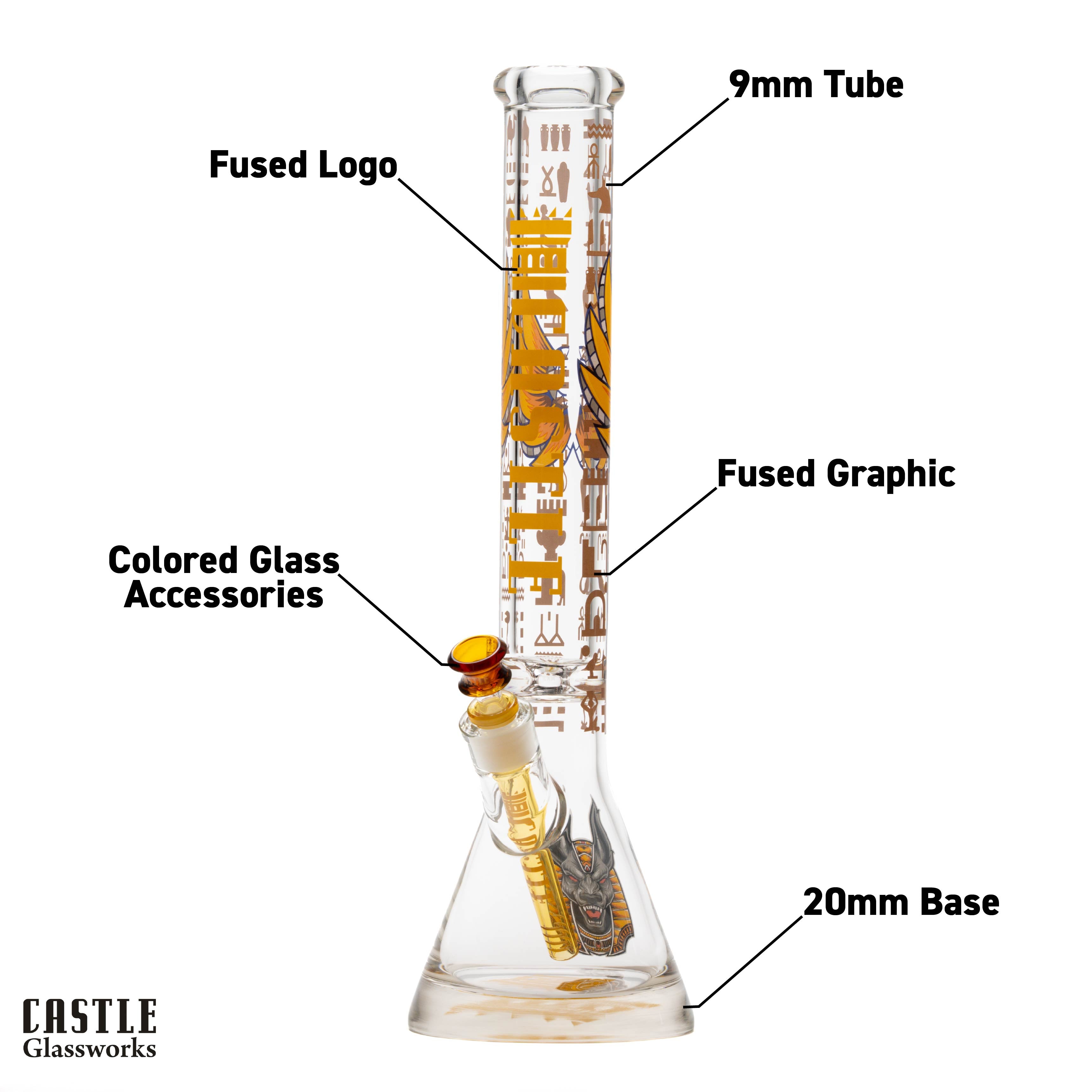 18" Anubis Beaker Bong - 9mm Thick Glass