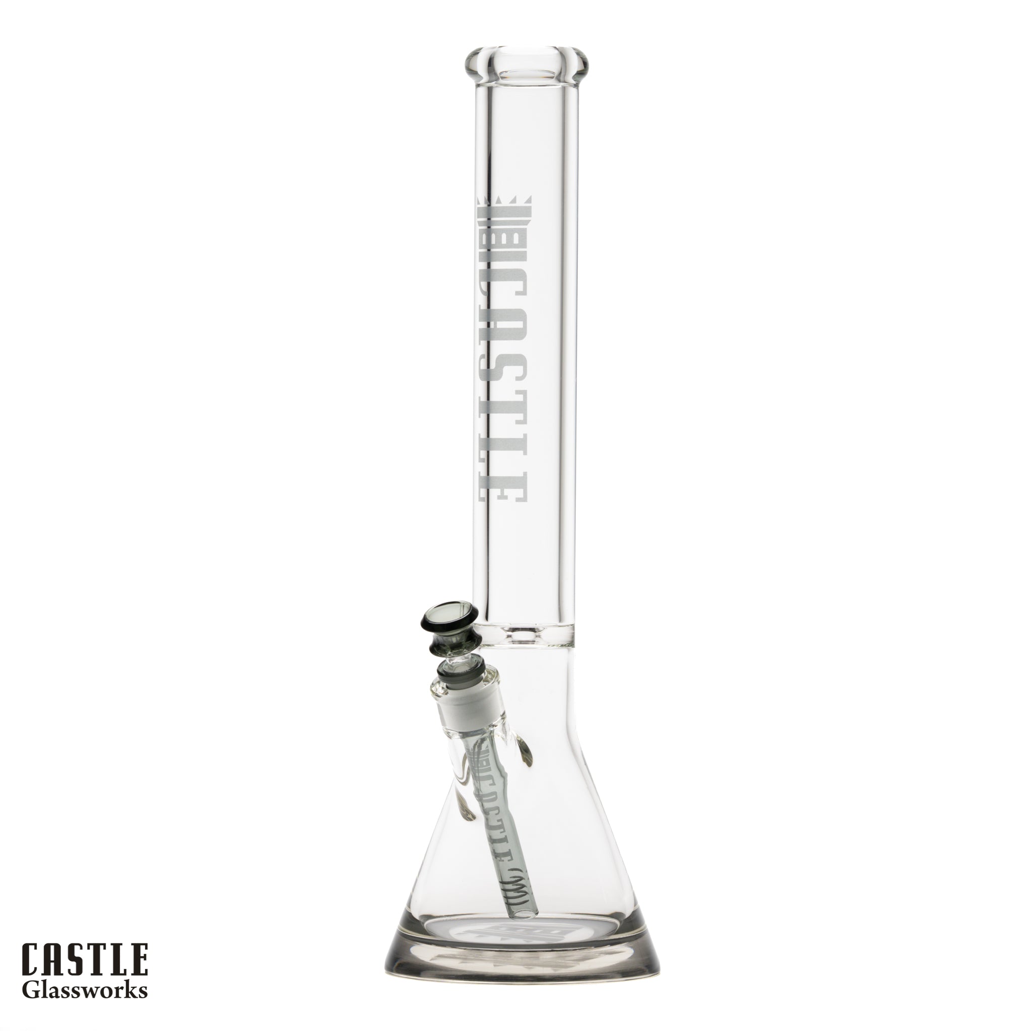 18" 9mm Thick Glass Beaker Bong with Colored Logo