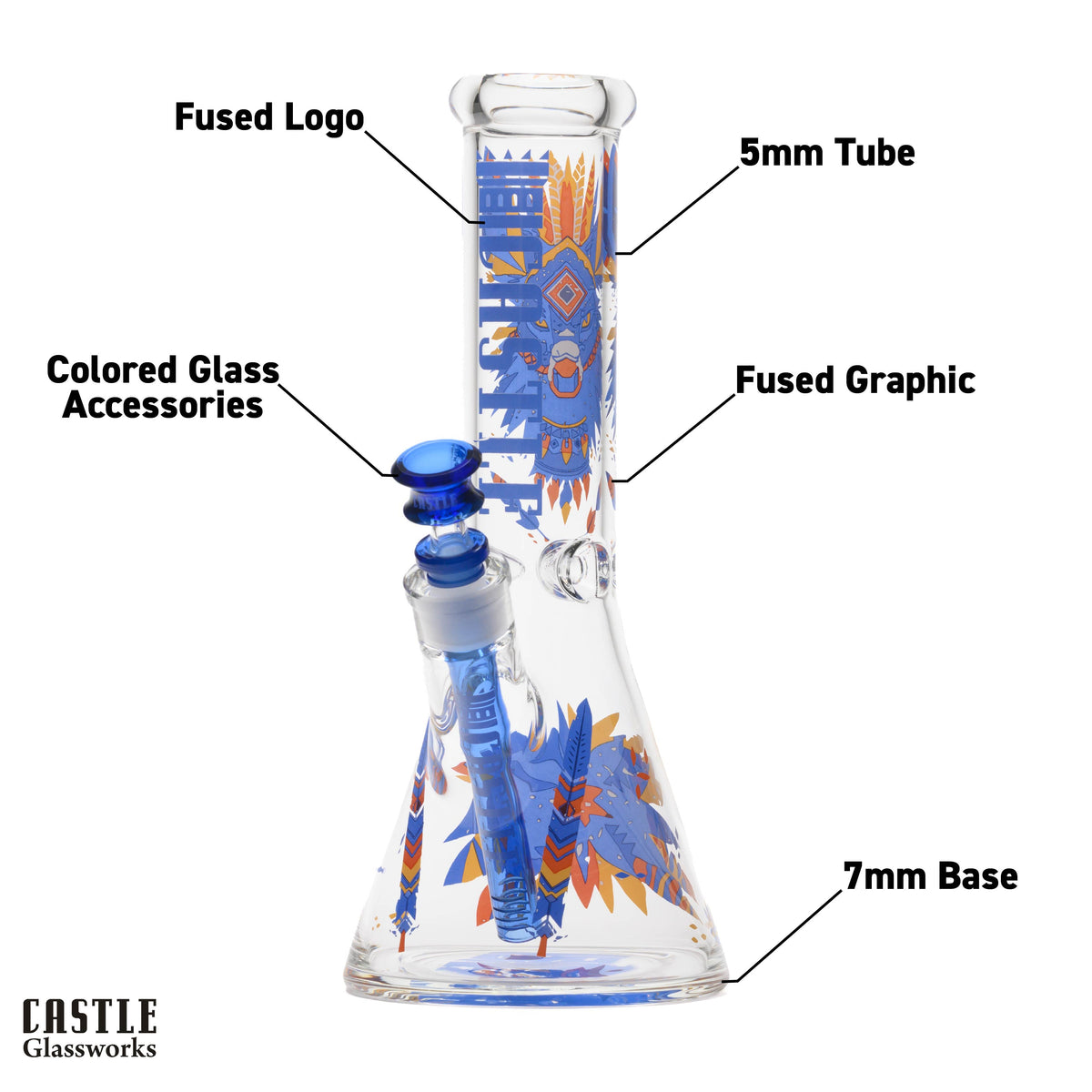 12" Aztec Beaker Bong - 5mm Thick Glass