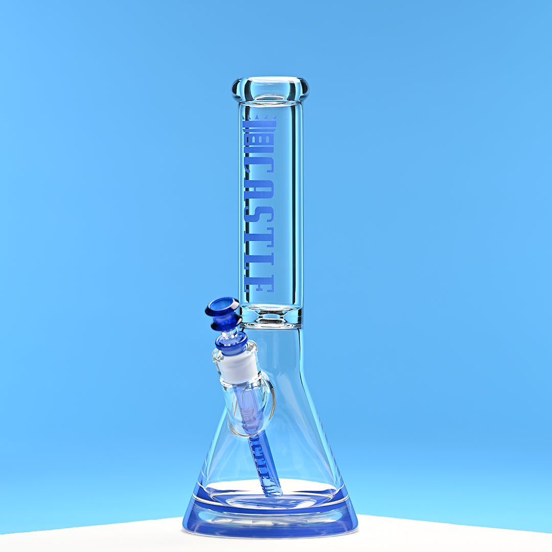 14" Premium Beaker Bong – 9mm Thick Glass with Colored Logo