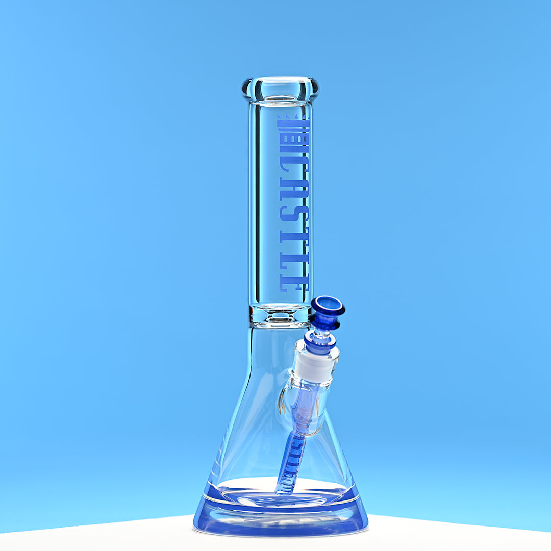 14" Premium Beaker Bong – 9mm Thick Glass with Colored Logo