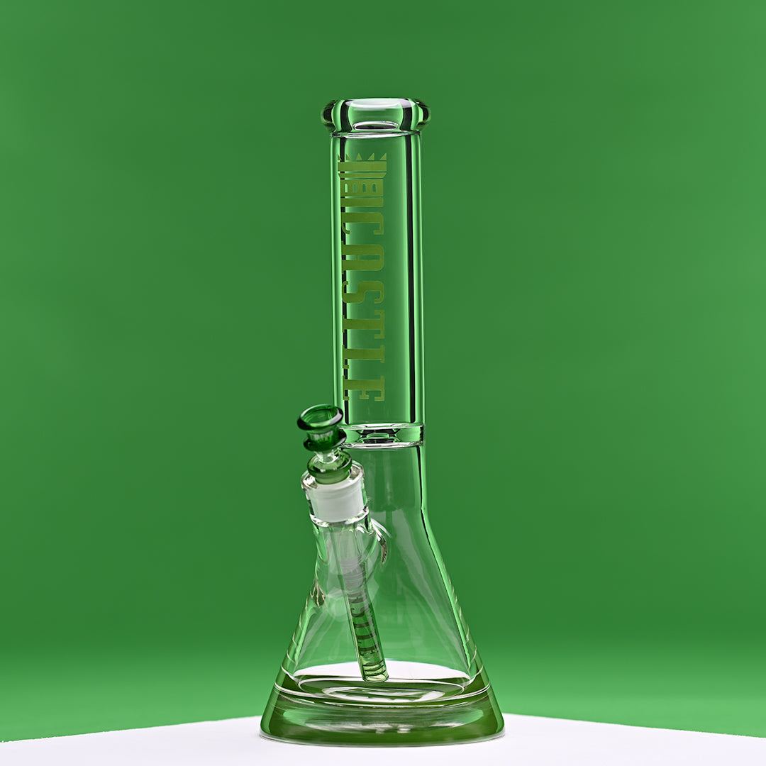 14" Premium Beaker Bong – 9mm Thick Glass with Colored Logo