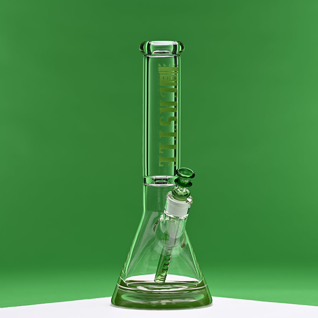 14" Premium Beaker Bong – 9mm Thick Glass with Colored Logo