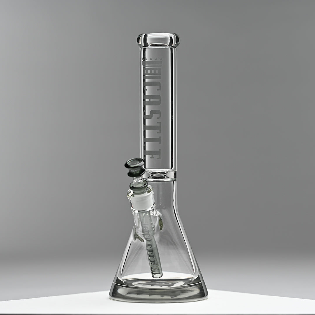 14" Premium Beaker Bong – 9mm Thick Glass with Colored Logo