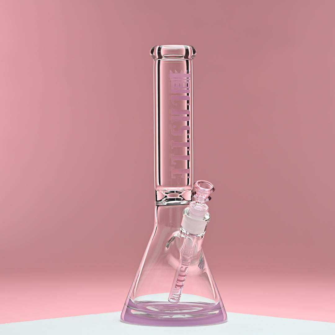 14" Premium Beaker Bong – 9mm Thick Glass with Colored Logo