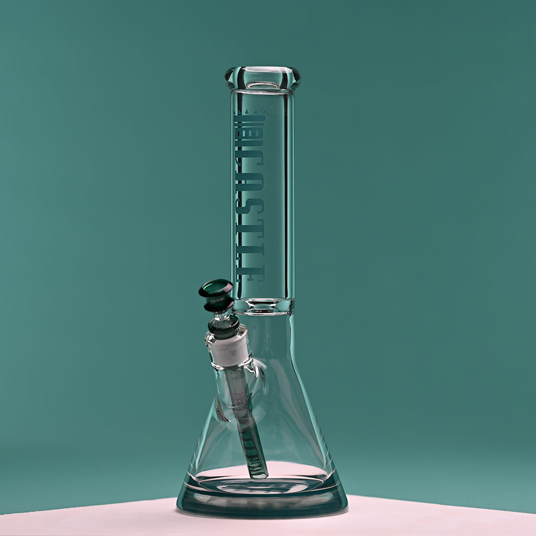 14" Premium Beaker Bong – 9mm Thick Glass with Colored Logo
