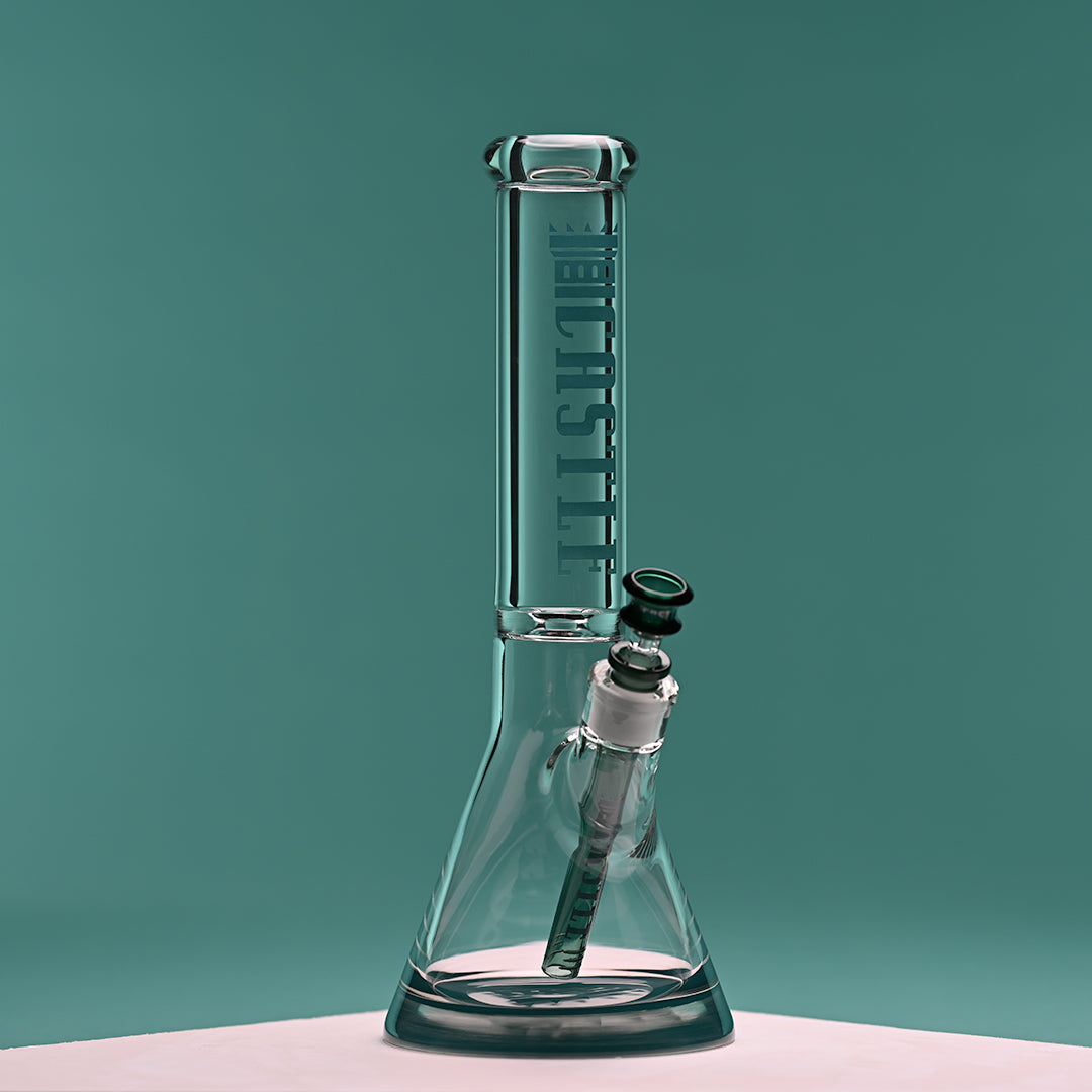14" Premium Beaker Bong – 9mm Thick Glass with Colored Logo