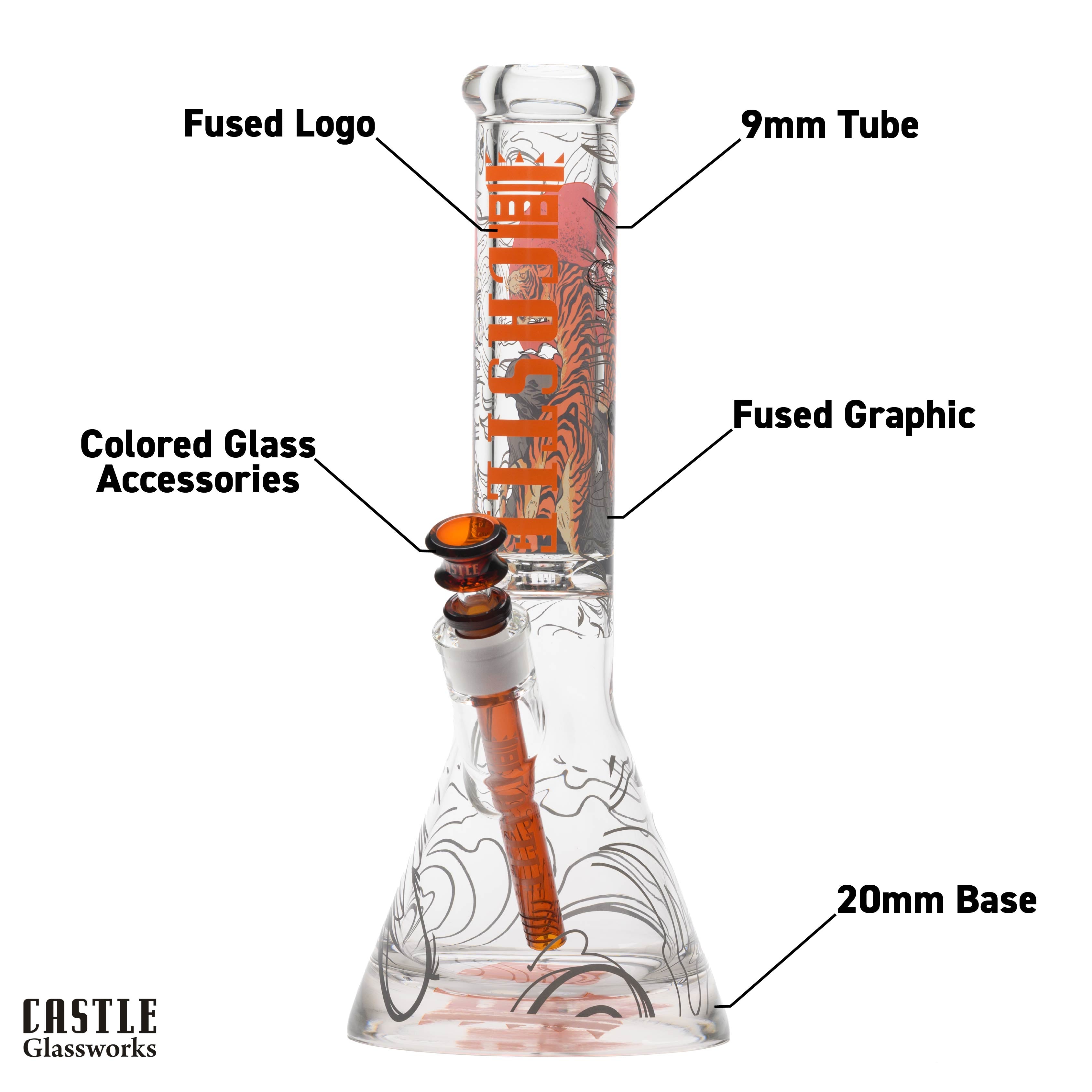 14" Tiger Moon Beaker Bong - 9mm Thick Glass