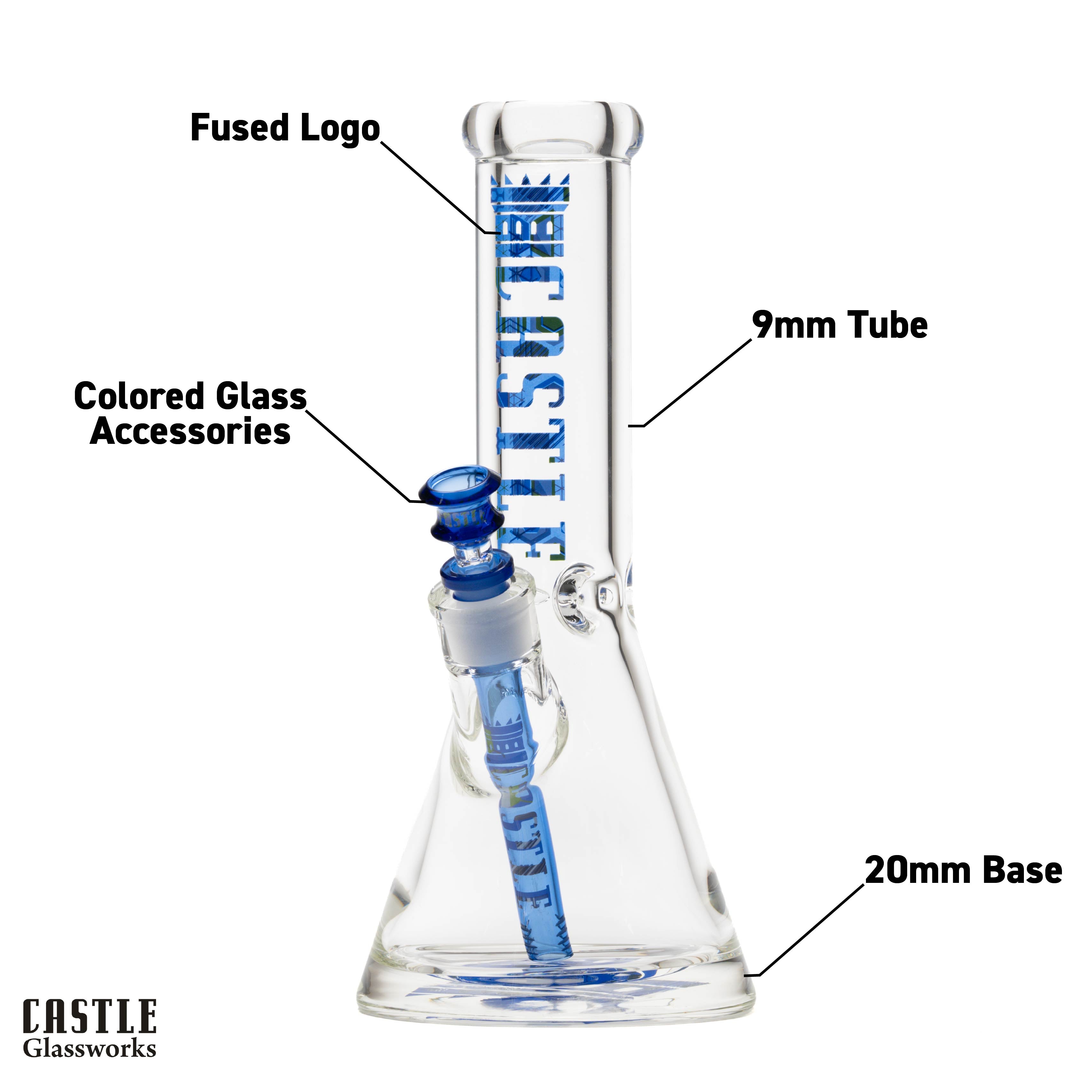 12 Inch 9mm Beaker Bong with Ice Pinch | Hex Geometric Glass Bong