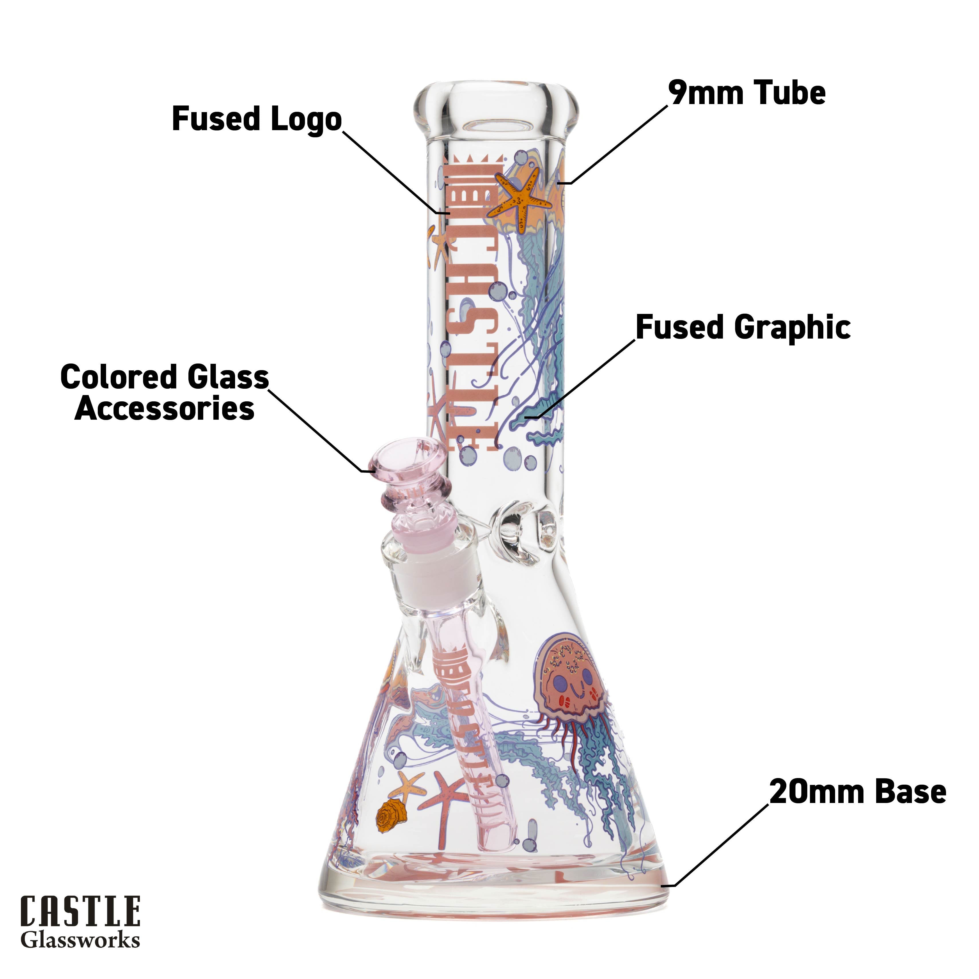 12-Inch Jellyfish Beaker Bong - 9mm Thick Glass