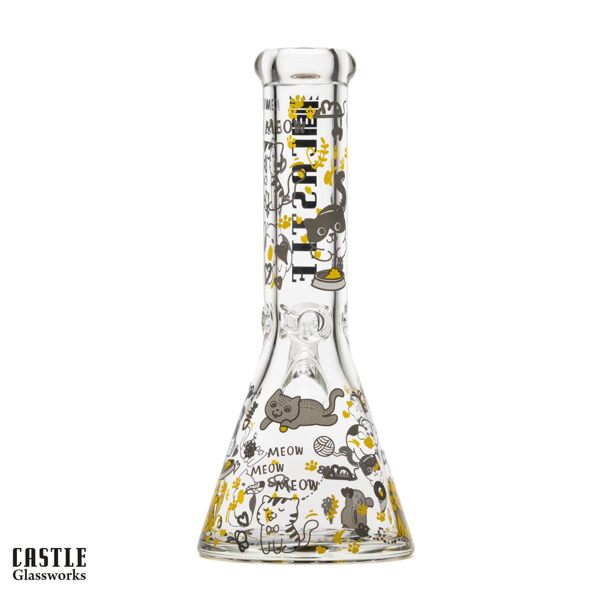 12” Kitty Cat Beaker Bong – 9mm Thick Glass