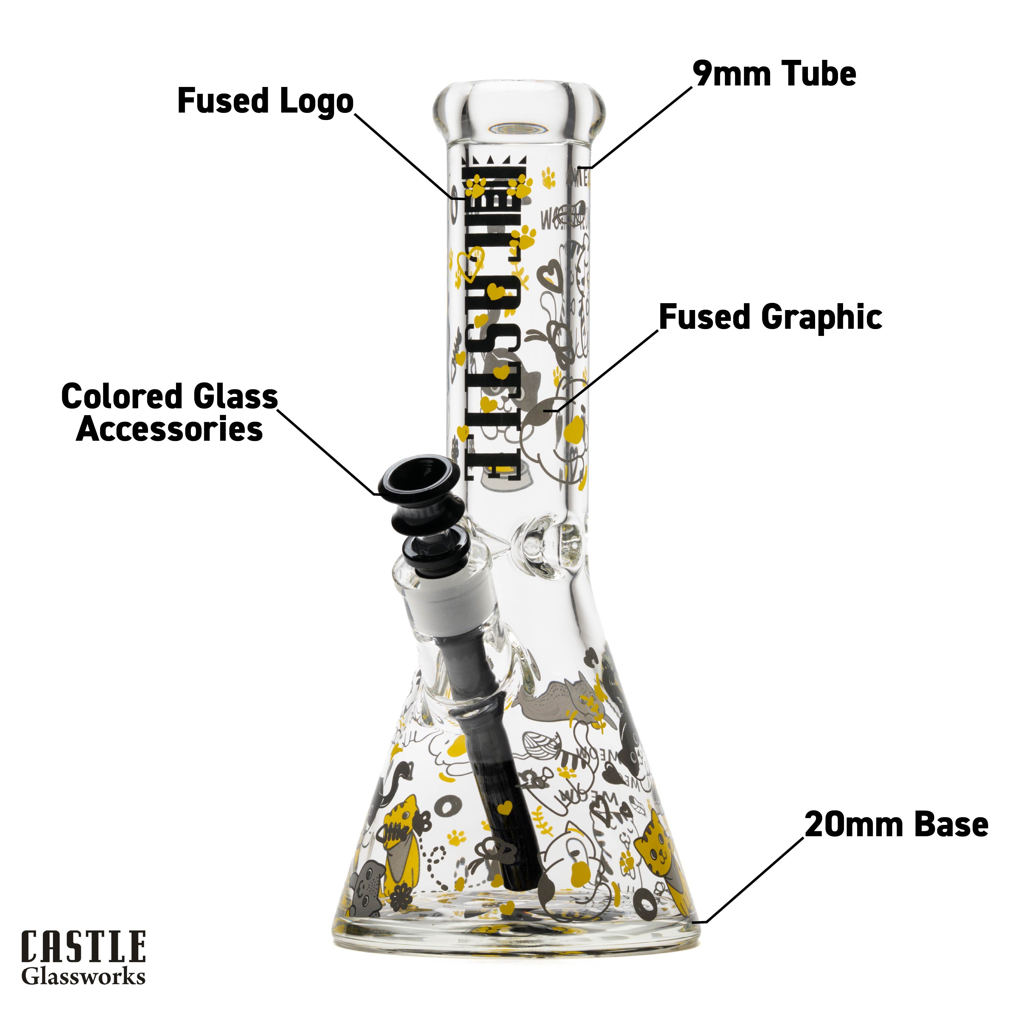 12” Kitty Cat Beaker Bong – 9mm Thick Glass