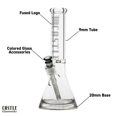 14" 9mm Beaker Bong with Colored Logo