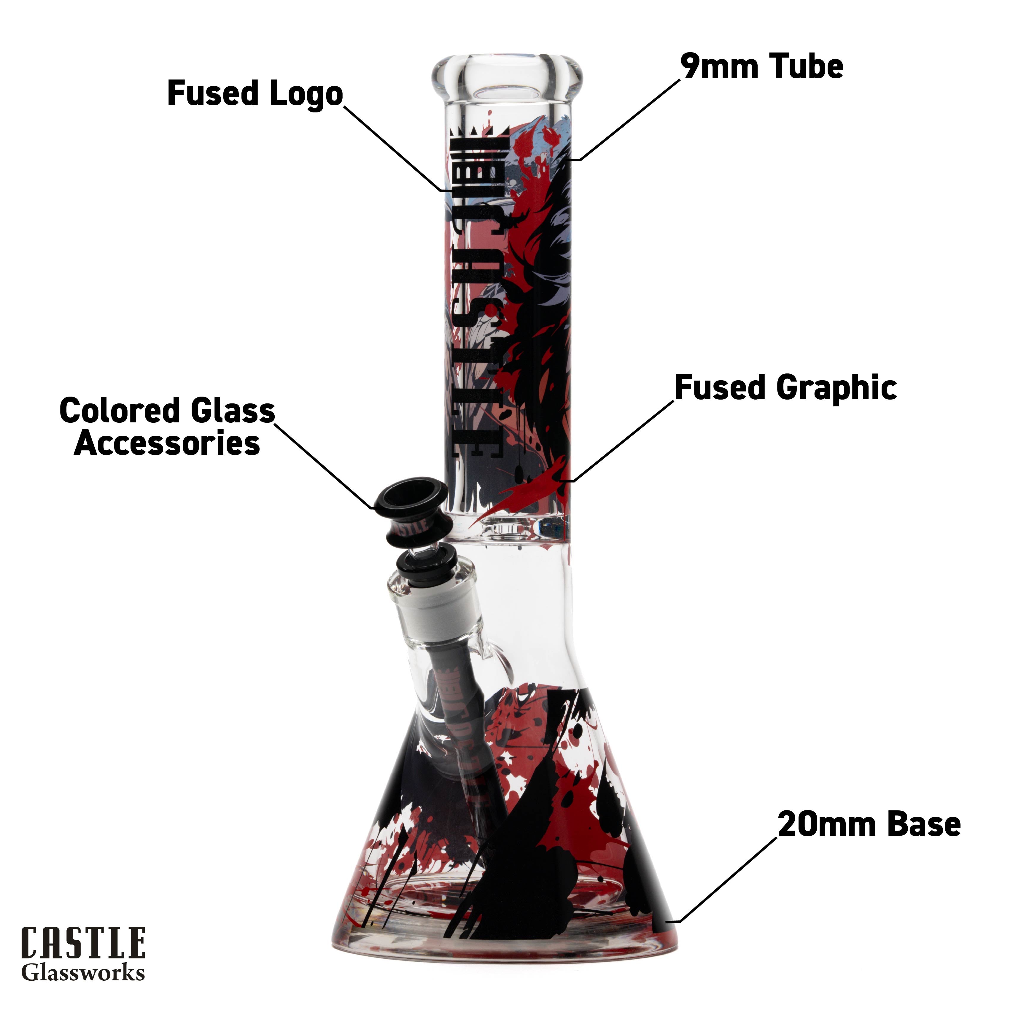 14-Inch Raven Beaker Bong - 9mm Borosilicate Glass