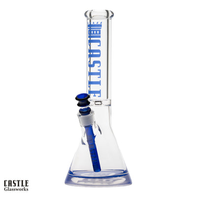 14" 9mm Beaker Bong with Colored Logo