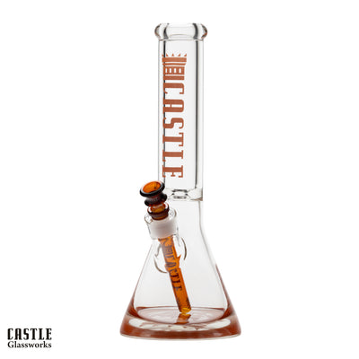 14" 9mm Beaker Bong with Colored Logo