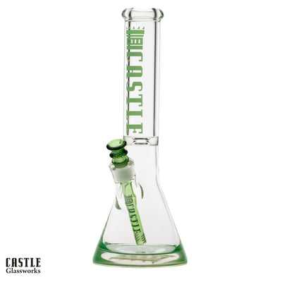 14" 9mm Beaker Bong with Colored Logo