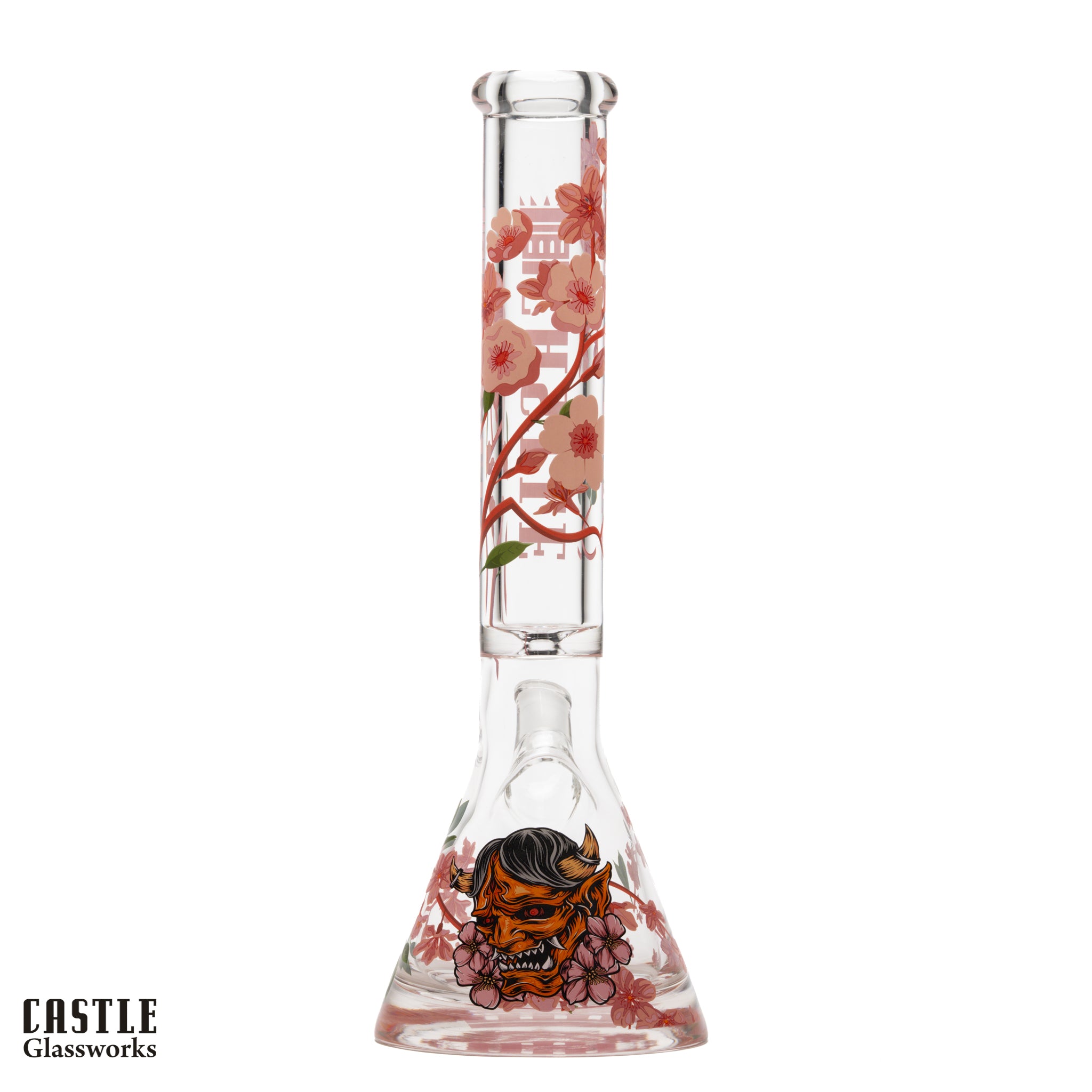 16" Cherry Blossom Beaker Bong - 9mm Thick Glass