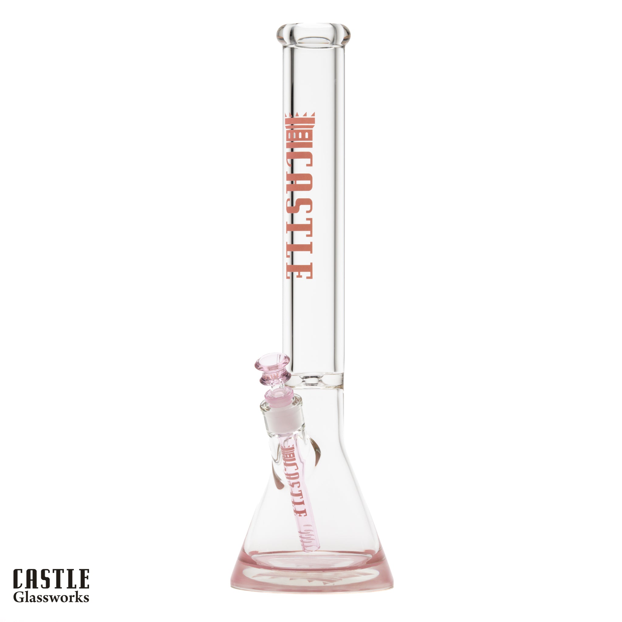 18" 9mm Thick Glass Beaker Bong with Colored Logo