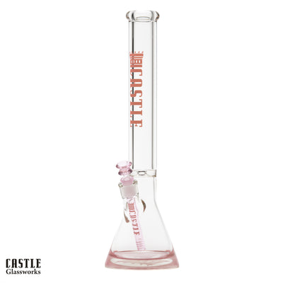 18" 9mm Thick Glass Beaker Bong with Colored Logo