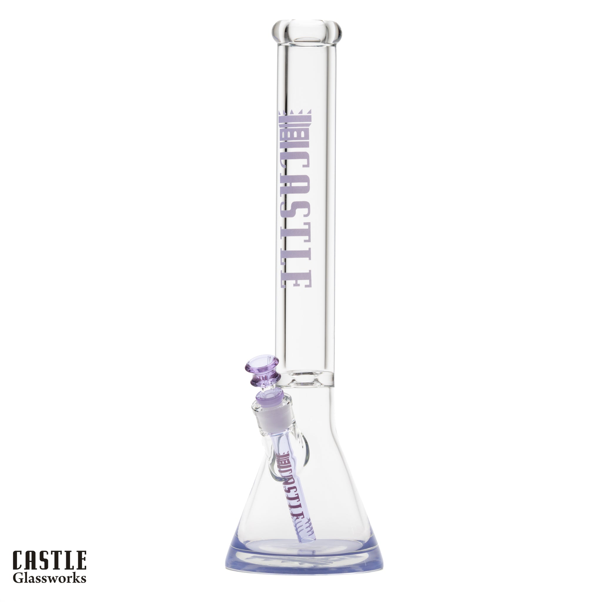 18" 9mm Thick Glass Beaker Bong with Colored Logo