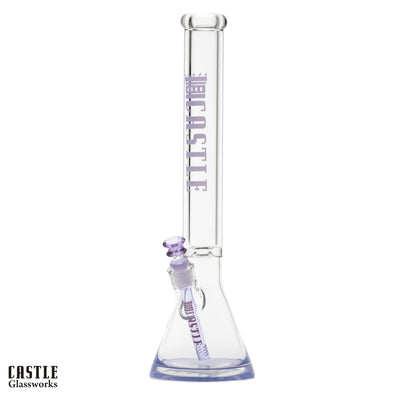18" 9mm Thick Glass Beaker Bong with Colored Logo