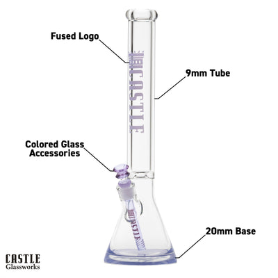 18" 9mm Thick Glass Beaker Bong with Colored Logo