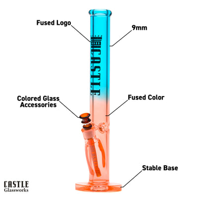 18" Straight Tube Ombre Bong – 9mm Thick Glass