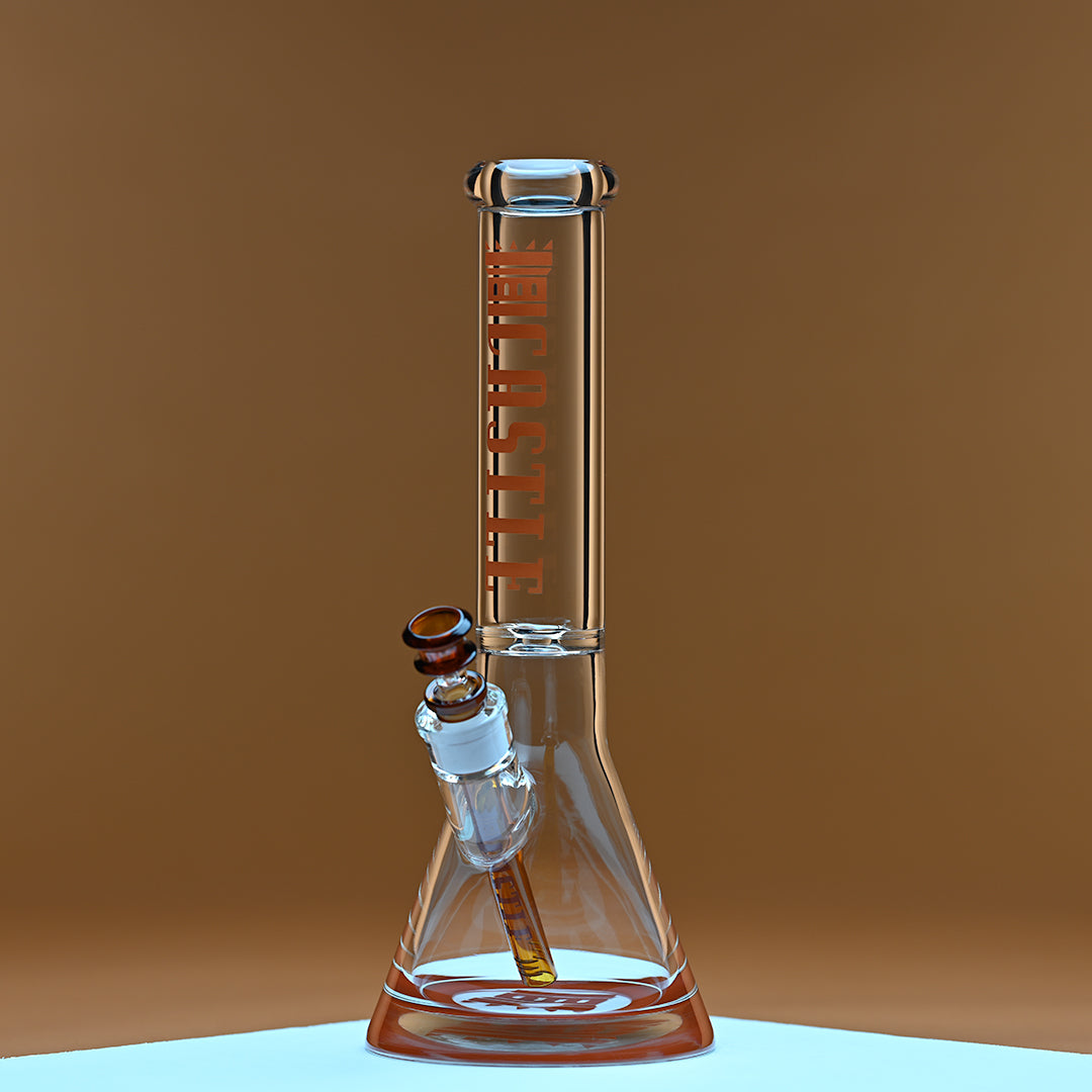14" Premium Beaker Bong – 9mm Thick Glass with Colored Logo