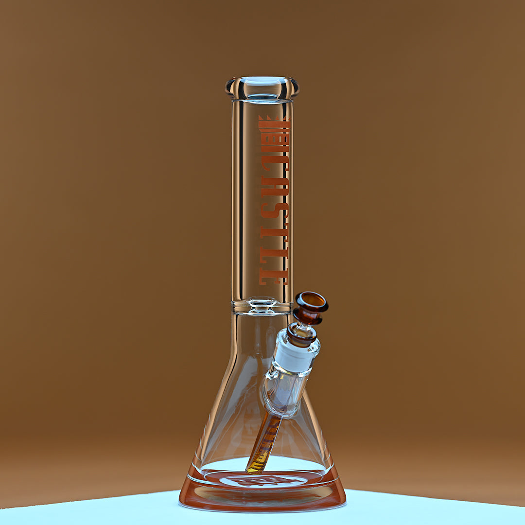 14" Premium Beaker Bong – 9mm Thick Glass with Colored Logo