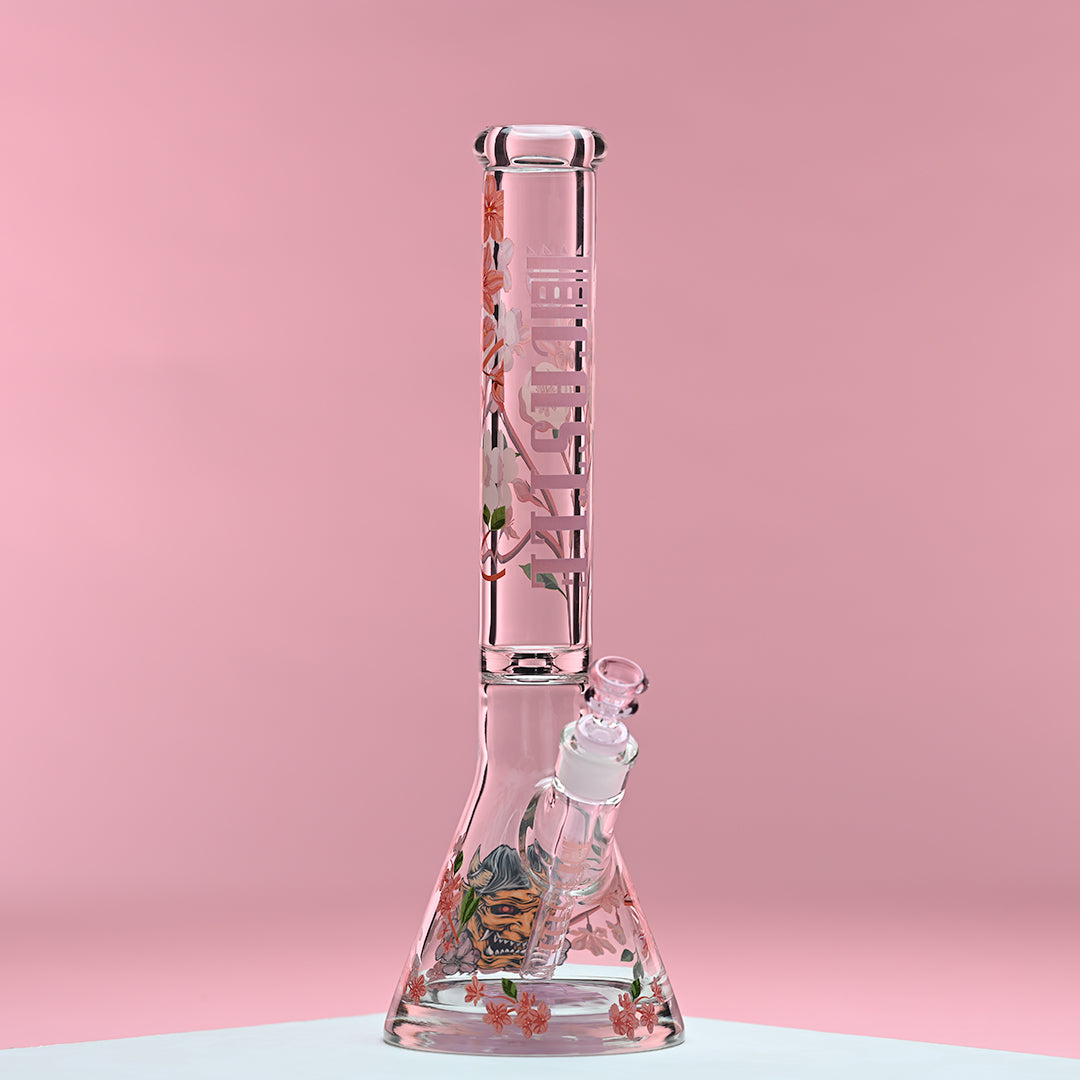 16" Cherry Blossom Beaker Bong – Japanese-Inspired Design