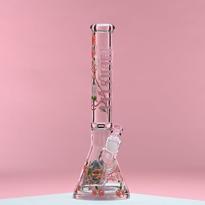 16" Cherry Blossom Beaker Bong – Japanese-Inspired Design