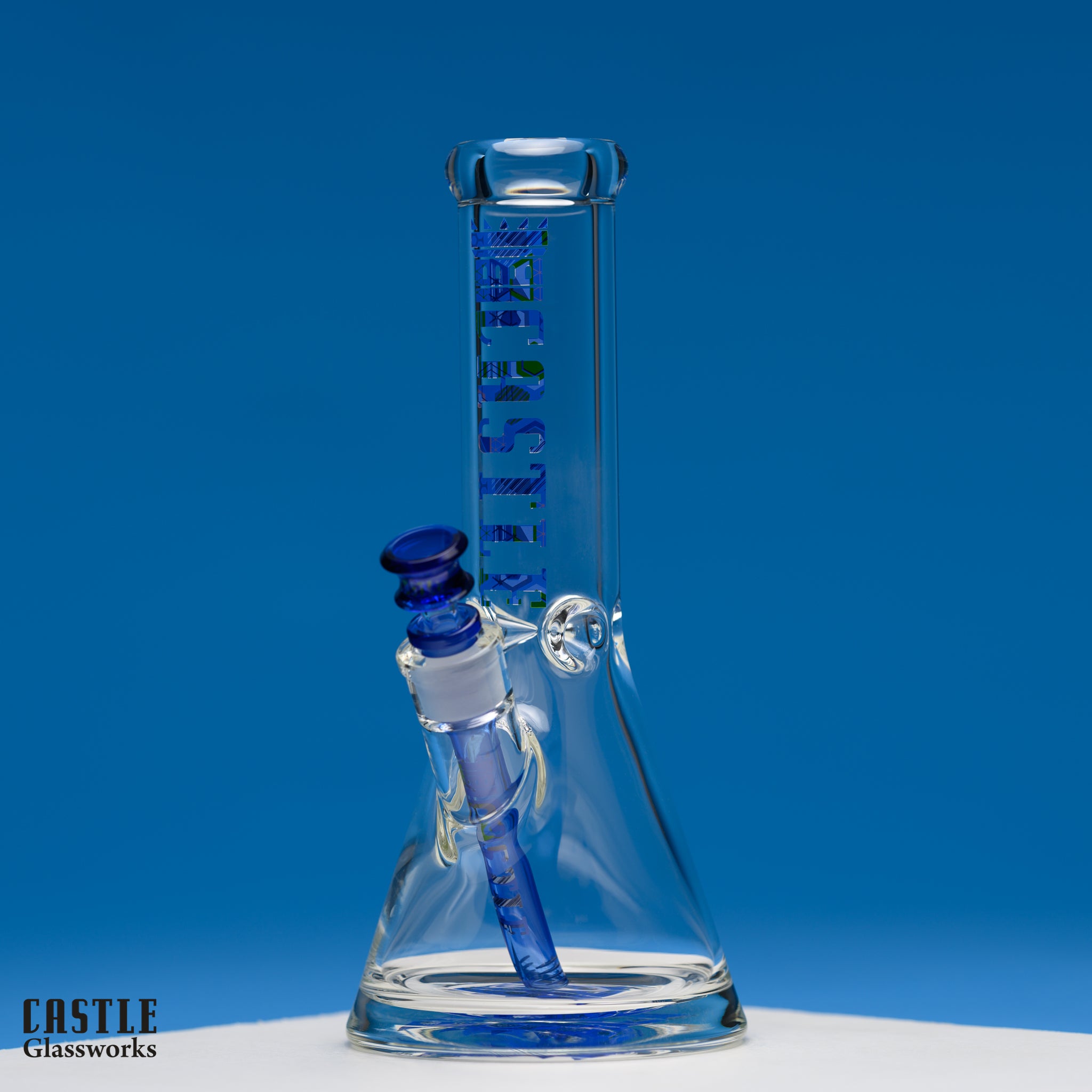 Hex (12") Geometric Castle Design Glass Bong