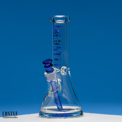 12 Inch 9mm Beaker Bong with Ice Pinch | Hex Geometric Glass Bong