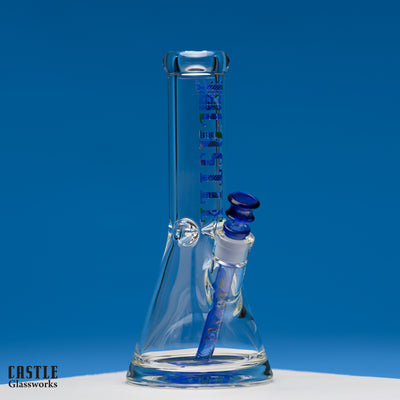 12 Inch 9mm Beaker Bong with Ice Pinch | Hex Geometric Glass Bong