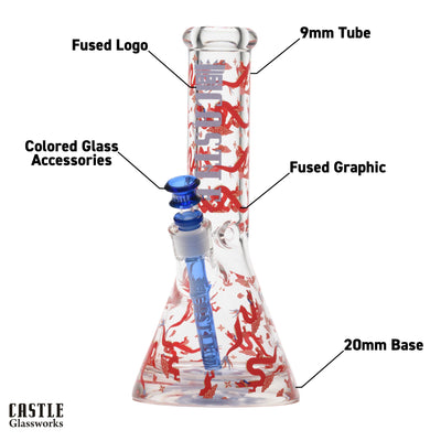 12" Lucky Dragon Beaker Bong – 9mm Thick Glass