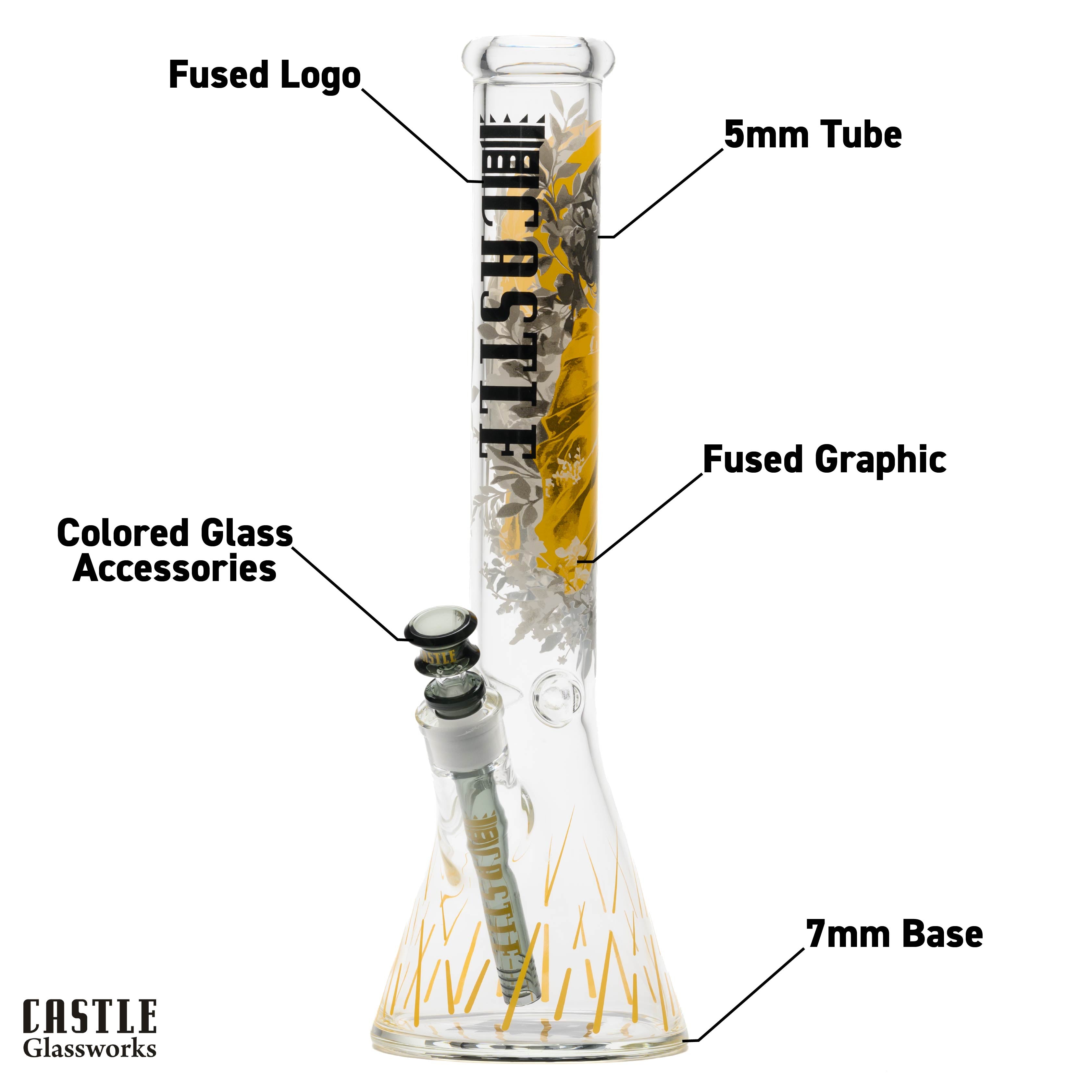 16-Inch Princess Warrior Beaker Bong - 5mm Thick Glass