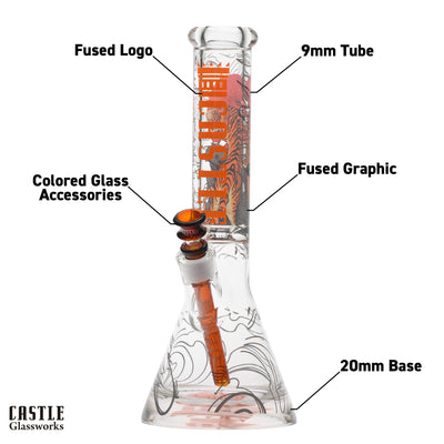 14" Tiger Moon Beaker Bong - 9mm Thick Glass
